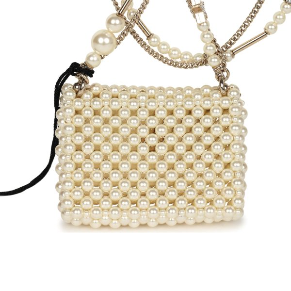 Chanel Pearl Flap Bag Pendant Necklace Light Gold Hardware Supply