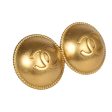 Vintage Chanel 24K Gold Plated CC Round Button Clip On Earrings Hot on Sale