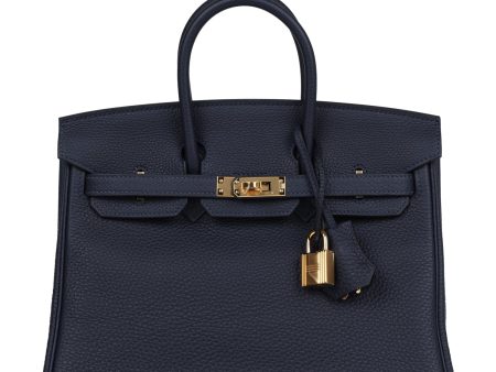 Hermes Birkin 25 Bleu Nuit Togo Gold Hardware Supply