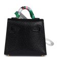 Hermes Mini Kelly Twilly Bag Charm Black Shiny Niloticus Lizard Gold Hardware Hot on Sale