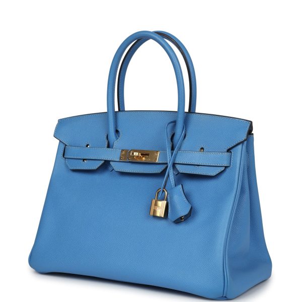 Pre-owned Hermes Birkin 30 Bleu Paradise Epsom Gold Hardware Online Sale