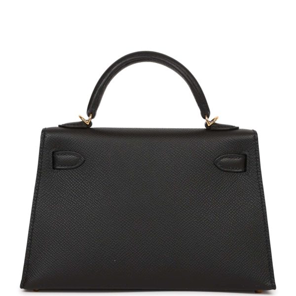 Hermes Kelly Sellier 20 Black Epsom Gold Hardware on Sale