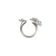 Pre-owned Van Cleef & Arpels Socrate  Between The Finger  Flower Ring 18k White Gold and Diamonds Online Sale