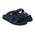 Hermes Chypre Techno Sandals Blue Celeste Suede 40.5 EU Palladium Hardware Online