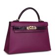 Hermes Kelly Sellier 20 Anemone Madame and Amethyst Shiny Alligator Touch Permabrass Hardware For Discount