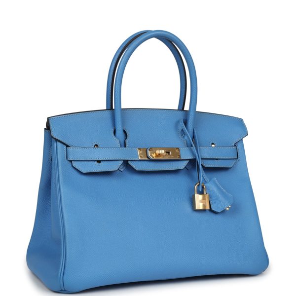 Pre-owned Hermes Birkin 30 Bleu Paradise Epsom Gold Hardware Online Sale