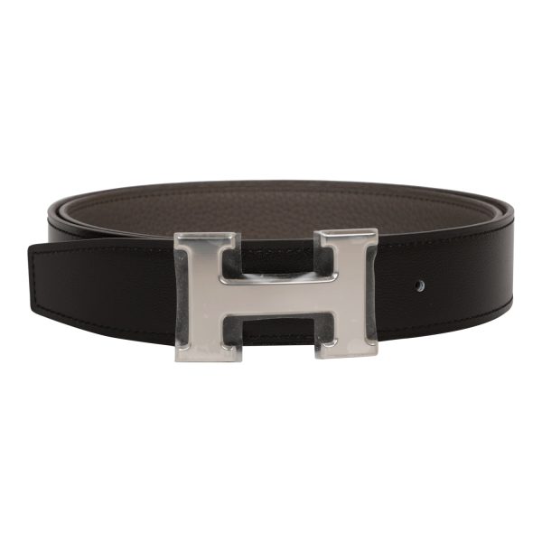 Hermes 32mm Reversible Black Etain Constance H Belt 95cm Palladium Buckle NO RESERVE! For Sale