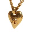 Vintage Chanel 24K Gold Plated Gold CC Heart Pendant Necklace Online now