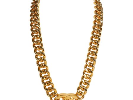 Vintage Chanel 24K Gold Plated Turn Lock Necklace Supply