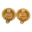 Vintage Chanel 24K Gold Plated CC Round Button Clip On Earrings Hot on Sale