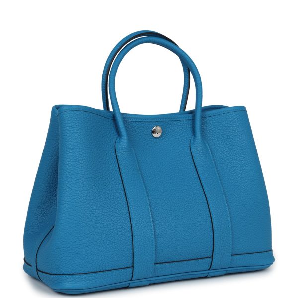 Hermes Garden Party 30 Bleu Zanzibar Negonda Palladium Hardware Cheap