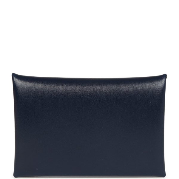 Hermes Calvi Card Holder Bleu Abysse Box Palladium Hardware Online Sale