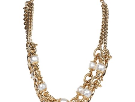 Chanel CC Layered Gold & Pearls Choker Gold Hardware Online now