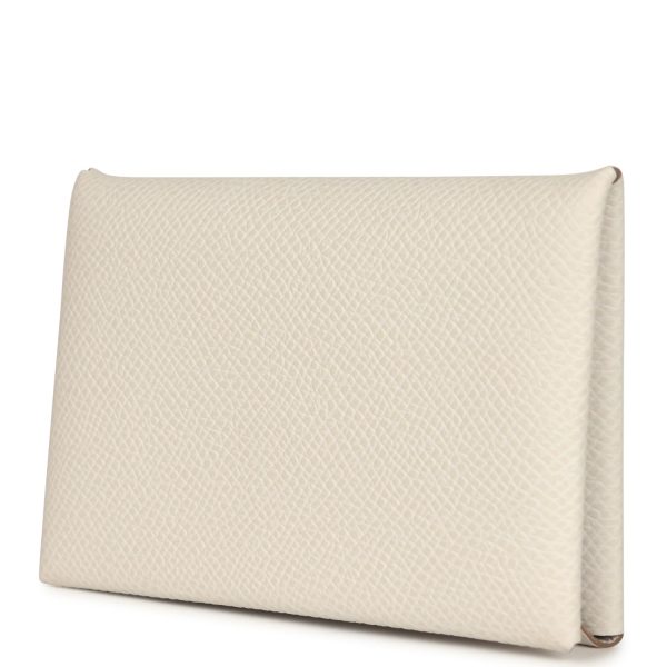 Hermes Calvi Card Holder Gris Pale Epsom Palladium Hardware Online