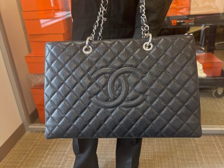 Chanel XL Grand Shopping Tote Black Caviar SHW Online now