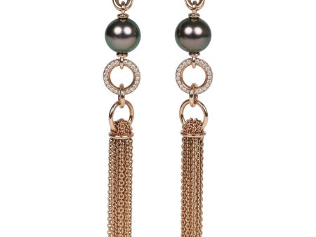 Hermes Tassel Earrings Chaine d Ancre Black Pearl and Diamond Gold Hardware Hot on Sale