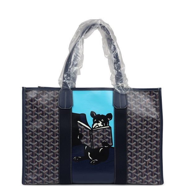 Goyard Villette Tote Bag MM Navy Blue Goyardine Canvas & Chevroches Calfskin For Cheap