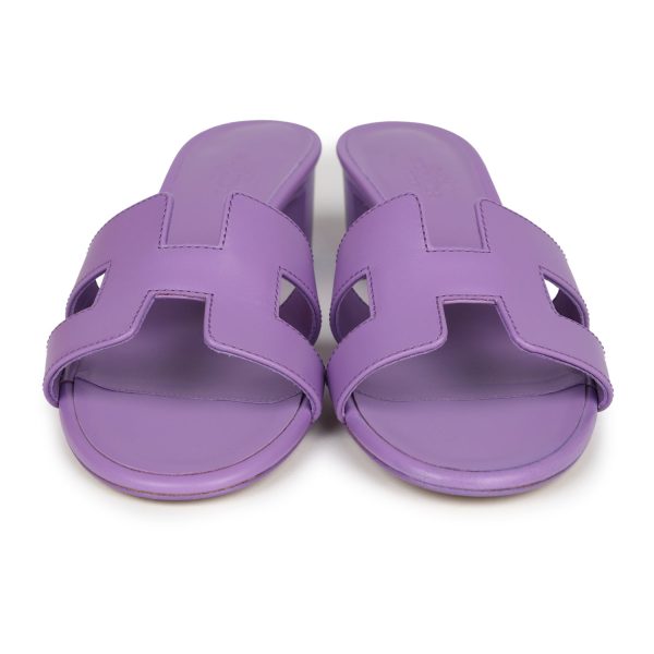 Hermes Oasis Sandals Violet Calfskin 36.5 EU For Sale