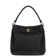 Chanel Quilted Hobo Shoulder Bag Black Calfskin Brushed Gold Hardware Hot on Sale