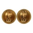 Vintage Chanel 24K Gold Plated CC Round Button Clip On Earrings Hot on Sale