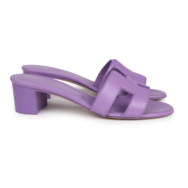 Hermes Oasis Sandals Violet Calfskin 36.5 EU For Sale