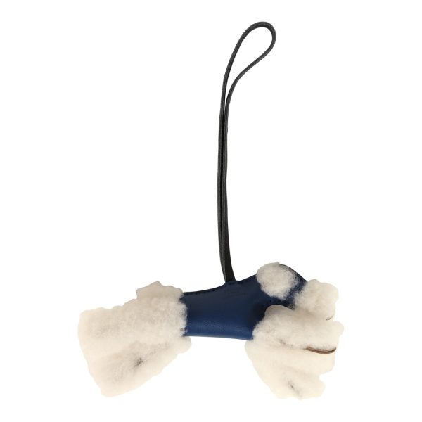 Hermes Buddy Bag Charm Bleu Saphir Black Lambskin and Merinos Sheepskin Online