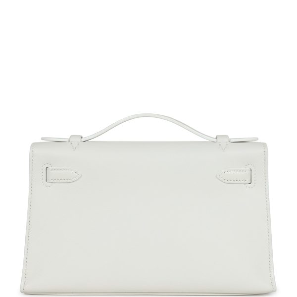 Hermes Kelly Pochette White Swift Palladium Hardware Hot on Sale