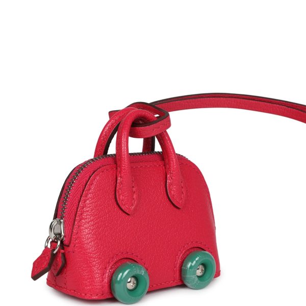 Hermes Bolide On Wheels Bag Charm Rose Extreme Chevre Chamkila Palladium Hardware For Discount