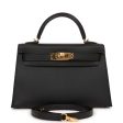 Hermes Kelly Sellier 20 Black Epsom Gold Hardware on Sale