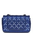 Pre-owned Chanel Mini Rectangular Flap Bag Blue Patent Ruthenium Hardware For Cheap