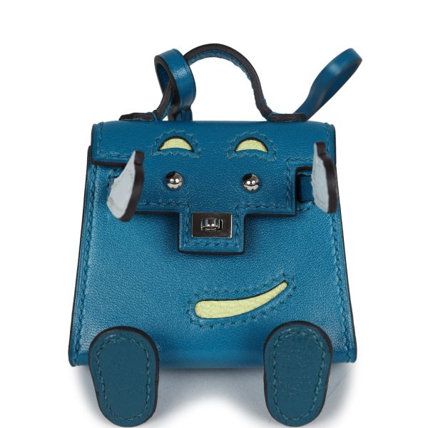 Hermes Mini Kelly Idole Bag Charm Bleu Izmir Tadelakt Palladium Hardware Online