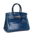 Pre-owned Hermes Birkin 30 Mykonos Shiny Niloticus Crocodile Palladium Hardware For Cheap