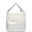 Chanel Mini 22 Bag White and Silver Ombre Metallic Calfskin Silver Hardware Online now