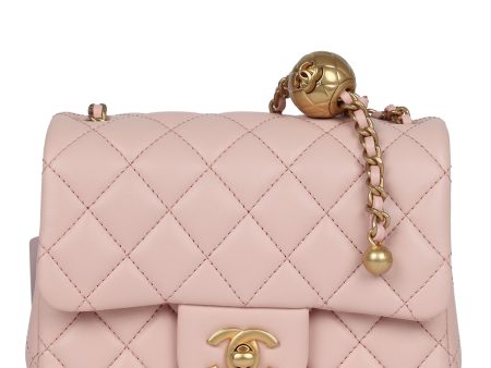 Chanel Mini Pearl Crush Square Flap Bag Light Pink Lambskin Aged Gold Hardware Cheap