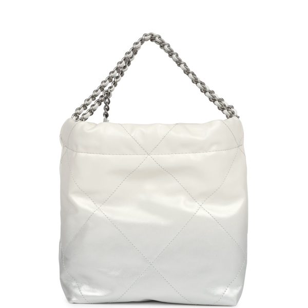 Chanel Mini 22 Bag White and Silver Ombre Metallic Calfskin Silver Hardware Online now