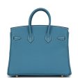 Hermes Birkin 25 Blue Jean Togo Gold Hardware For Sale