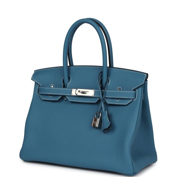 Hermes Birkin 30 Blue Jean Togo Palladium Hardware Discount