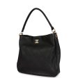 Chanel Quilted Hobo Shoulder Bag Black Calfskin Brushed Gold Hardware Hot on Sale