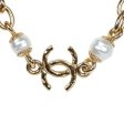 Chanel CC Gold Tone Metal Pearl Necklace Gold Hardware For Discount