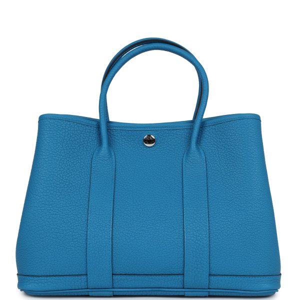 Hermes Garden Party 30 Bleu Zanzibar Negonda Palladium Hardware Cheap