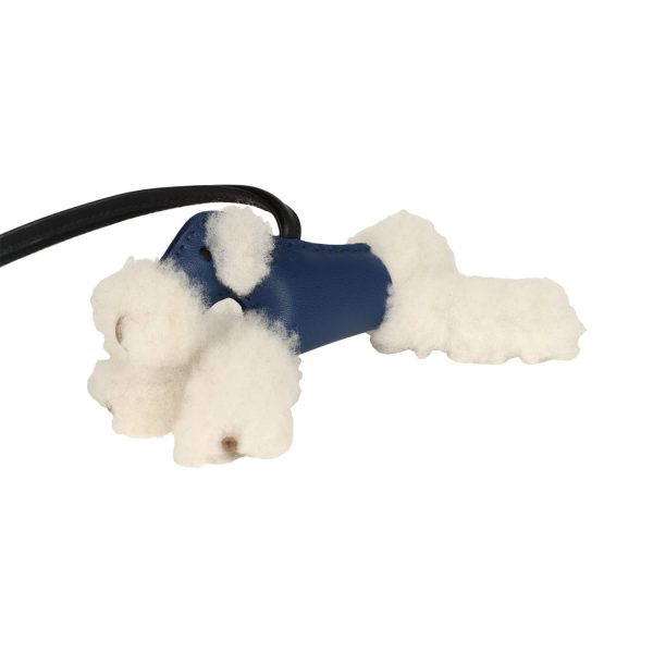 Hermes Buddy Bag Charm Bleu Saphir Black Lambskin and Merinos Sheepskin Online