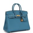 Hermes Birkin 25 Blue Jean Togo Gold Hardware For Sale