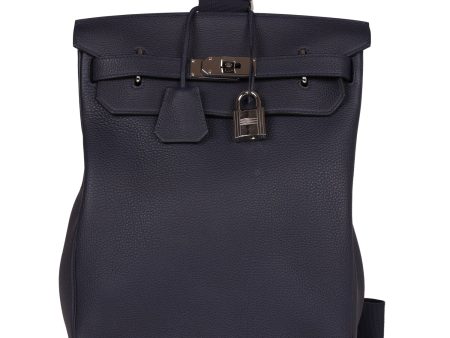 Pre-owned Hermes Hac A Dos GM Backpack Bleu Nuit Togo Palladium Hardware Hot on Sale