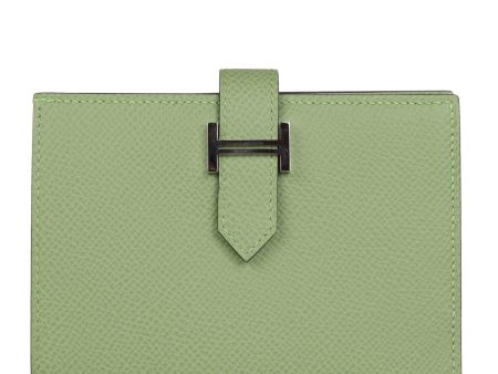 Hermes Bearn Compact Wallet Vert Criquet Epsom Palladium Hardware Online