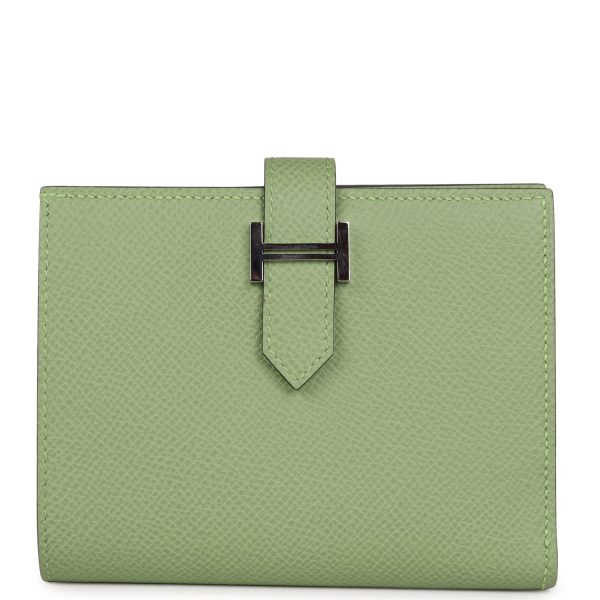 Hermes Bearn Compact Wallet Vert Criquet Epsom Palladium Hardware Online