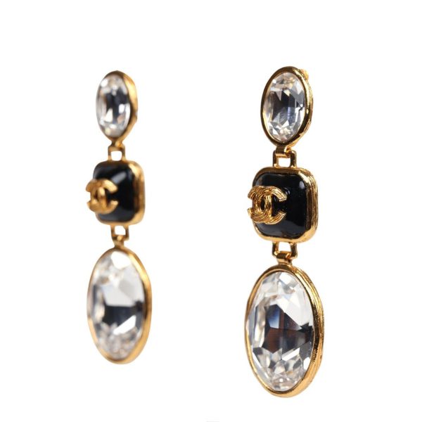 Chanel CC Crystal Dangle Earrings Gold Hardware Online Sale