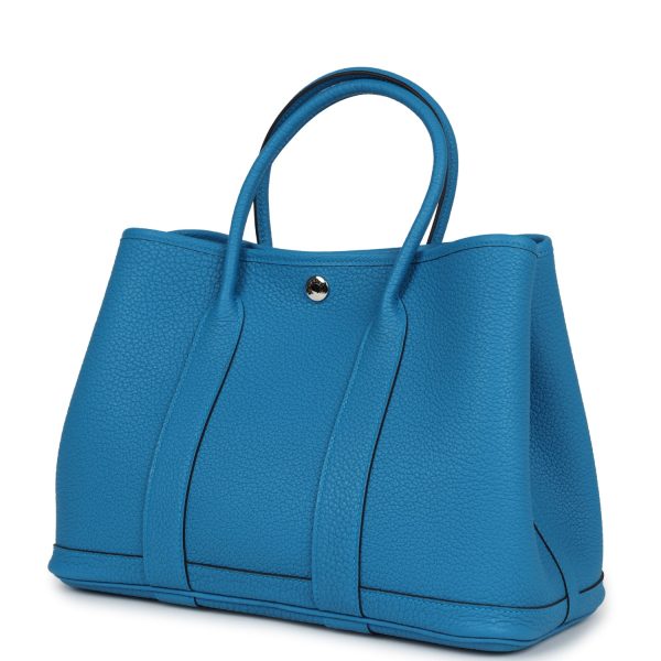 Hermes Garden Party 30 Bleu Zanzibar Negonda Palladium Hardware Cheap