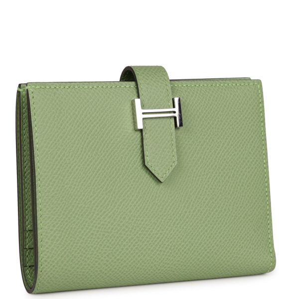 Hermes Bearn Compact Wallet Vert Criquet Epsom Palladium Hardware Online