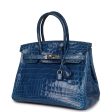 Pre-owned Hermes Birkin 30 Mykonos Shiny Niloticus Crocodile Palladium Hardware For Cheap