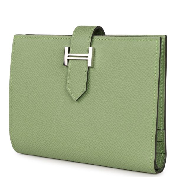 Hermes Bearn Compact Wallet Vert Criquet Epsom Palladium Hardware Online